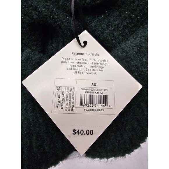 Ava & Viv Womens 3X Green La Holiday Graphic Knit Sweater Pullover 021 08 1470 - Picture 3 of 6